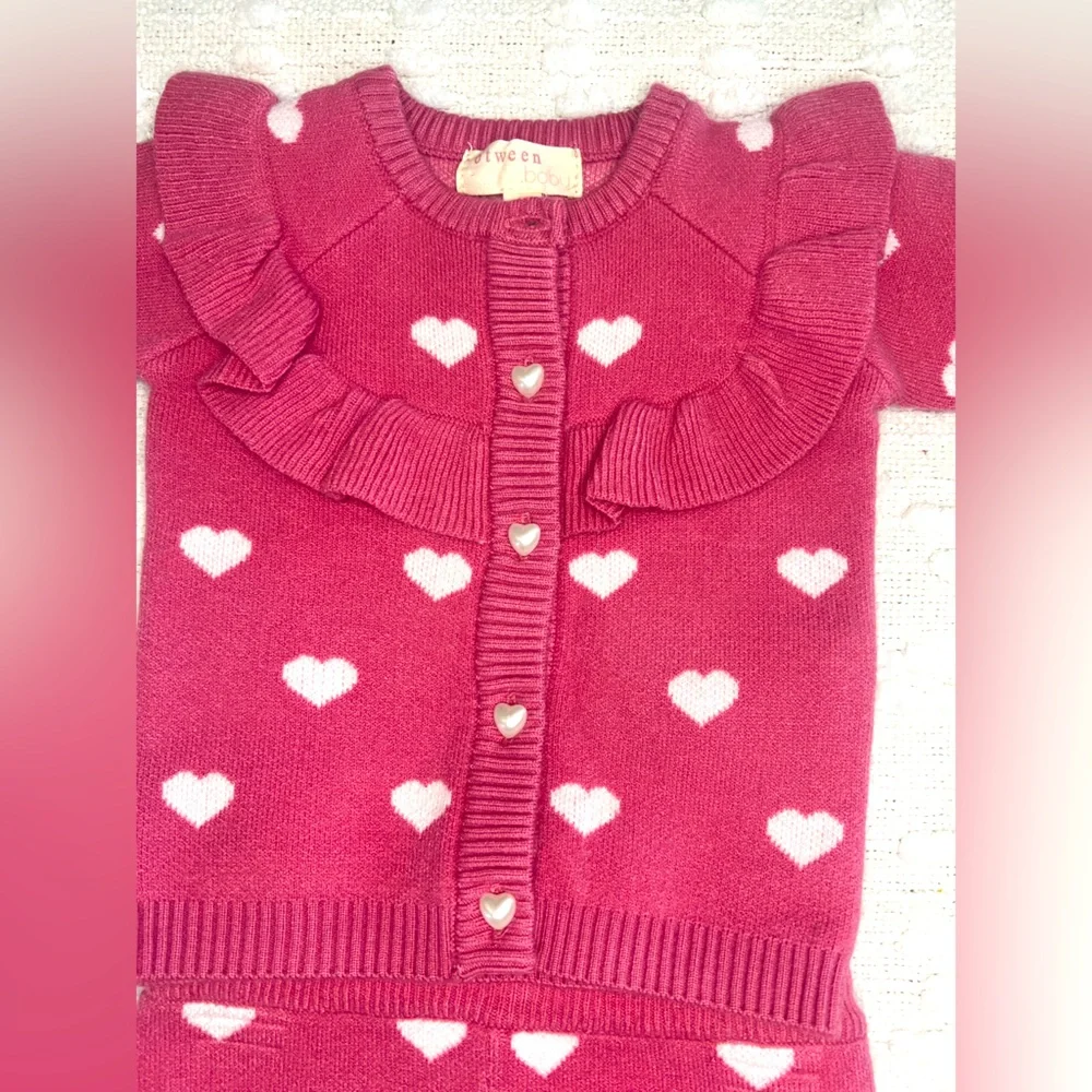 Heart Patterned Pink Matching Set - Picture 2 of 3